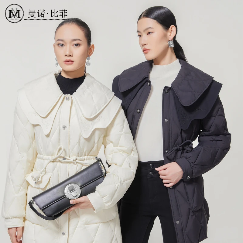 【小朱专享】荷叶领抽绳显瘦羽绒服外套MECI141001