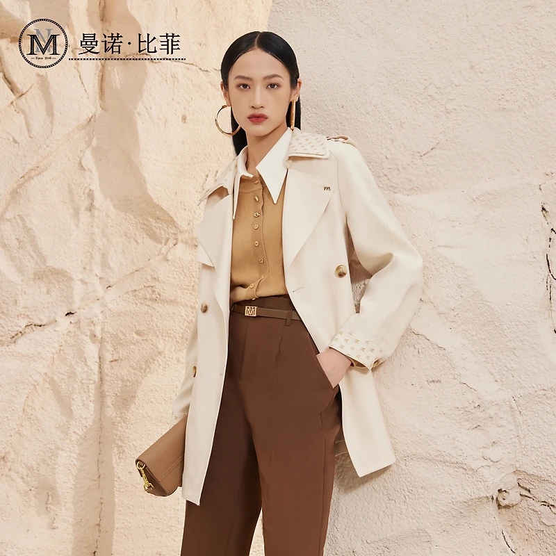 【媛媛女王专享】曼诺比菲设计感时髦风衣外套MEHG134103