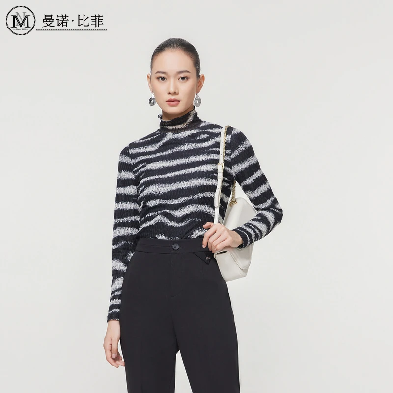 【小北姐专属】蕾丝毛织长袖高领上衣MEIT141049