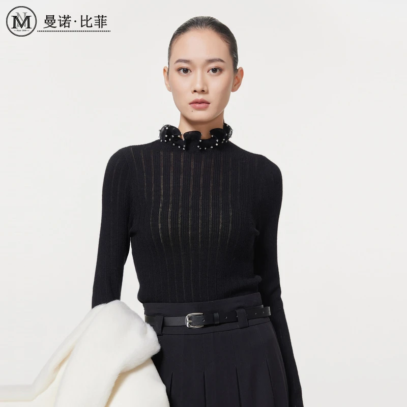 【小余专属】曼诺比菲复古设计感套头毛衣MECM145136