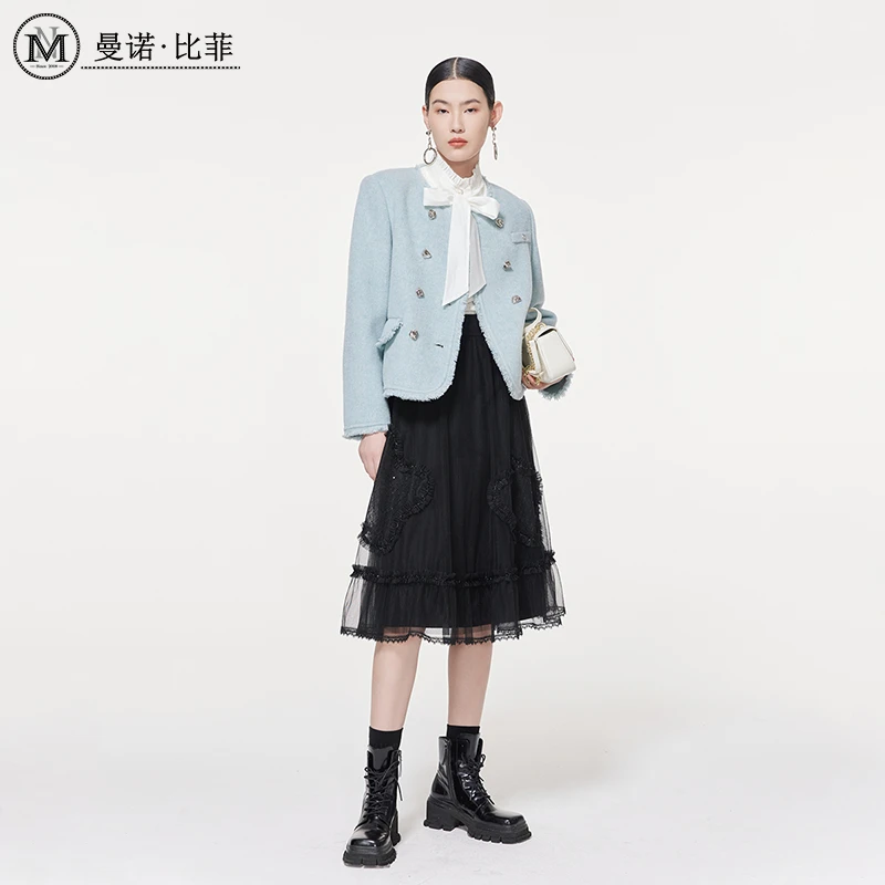 花边蕾丝假两件半身裙女MEDQ142028