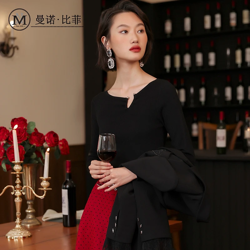 【粉丝专享】曼诺比菲摩登职场套头毛衣MECM111153