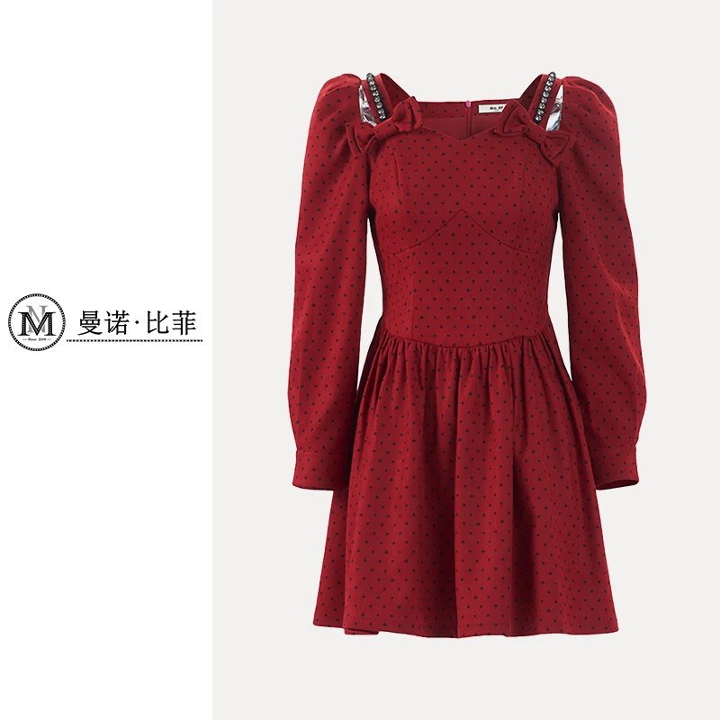 【媛媛女王专享】曼诺比菲摩登职场长袖连衣裙MEEL111148