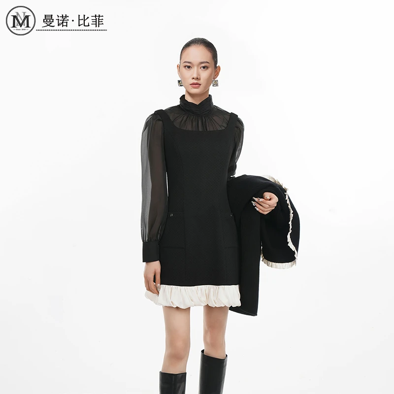 【小朱专享】拼接撞色设计感连衣裙MEEL141137
