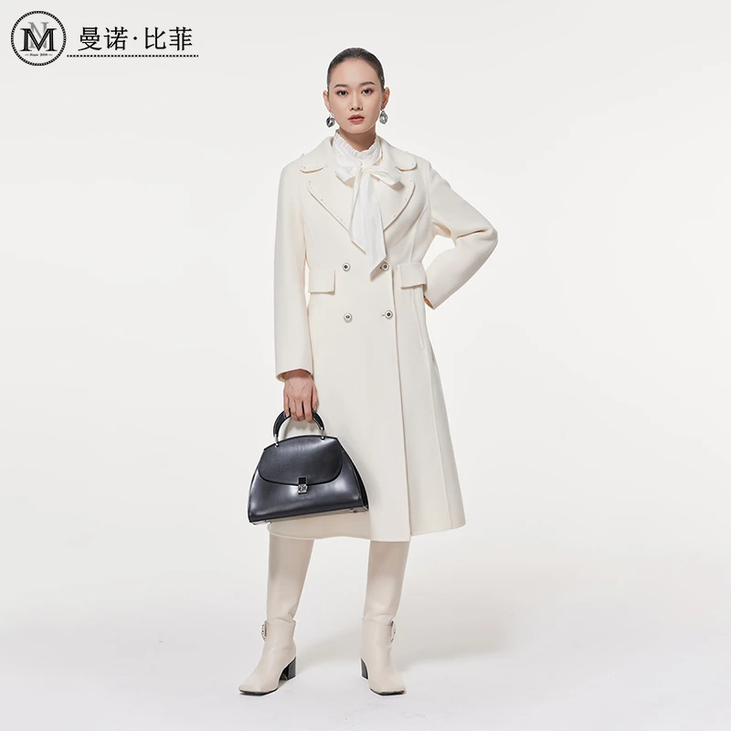 【九月专属】翻领中长款毛呢外套MEEG142036