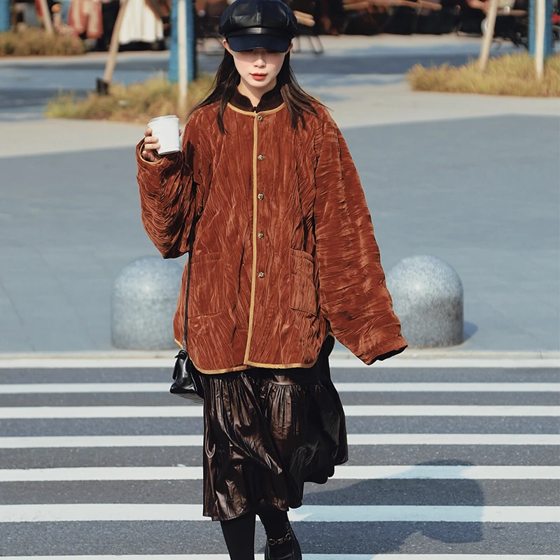 谜阿凰熔金短袄明制汉服冬款原创复原改良新中式厚女长款棉服皮裙