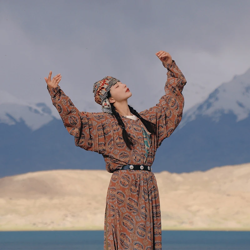 谜阿凰对马团窠02圆领袍新中式夏季女唐制宽松原创复原风日常汉服