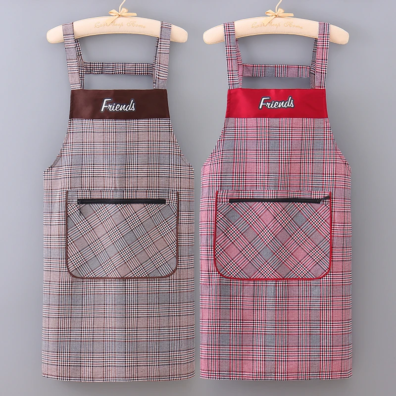 云依小镇透气耐磨棉布做饭围裙防污时尚无袖洋气家用成人四季围腰