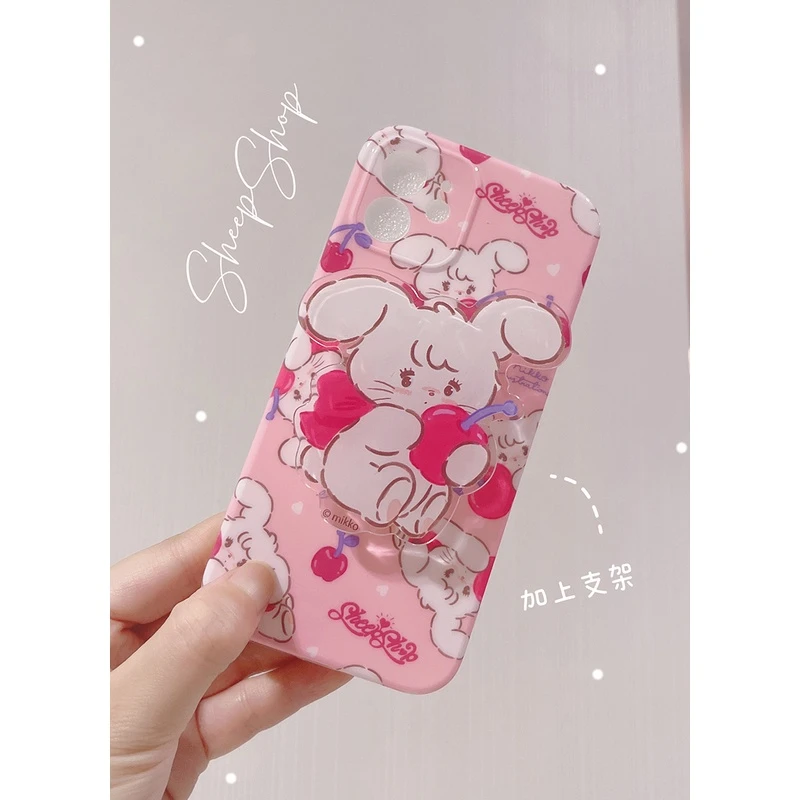 绵羊商店mikko联名手机壳粉色可爱樱桃兔子cammy手机支架IMD精孔