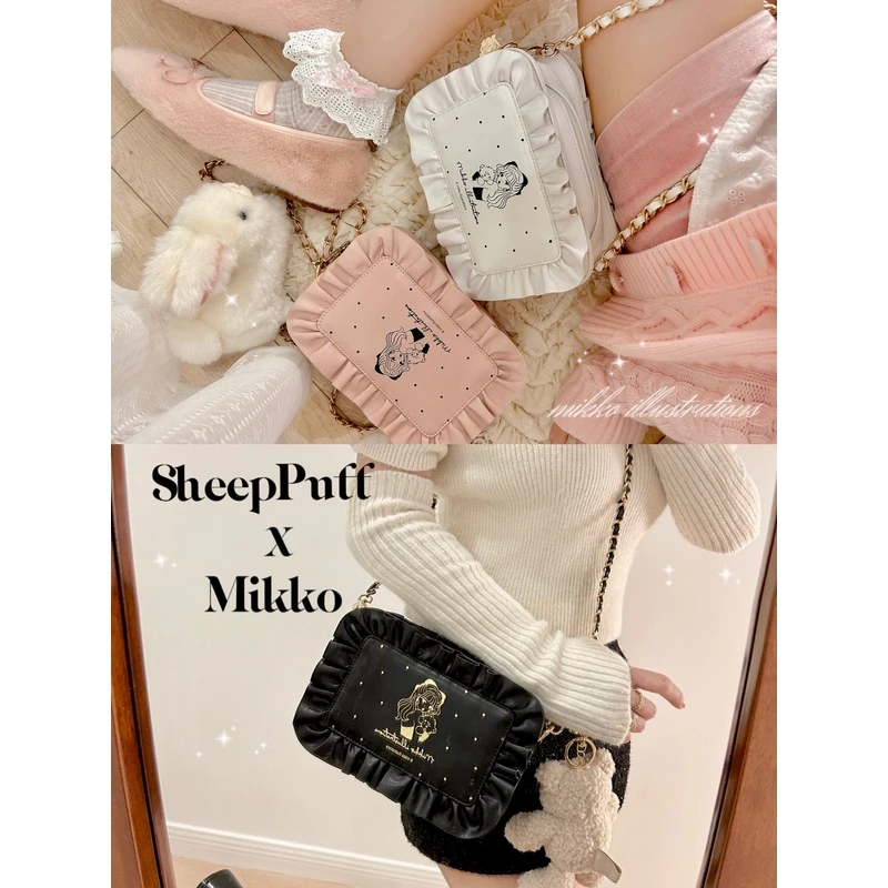 mikko联名斜挎包链条日系波点女孩小方包方形花边绵羊商店通勤