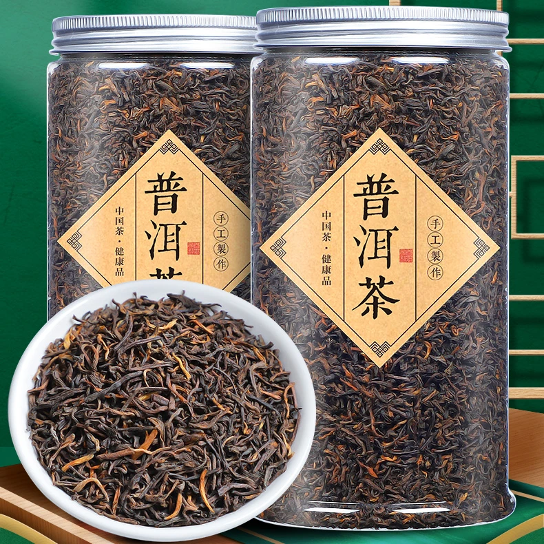 特级普洱茶熟茶散茶 云南渤海宫廷普洱金牙陈年老普洱茶 罐装500g