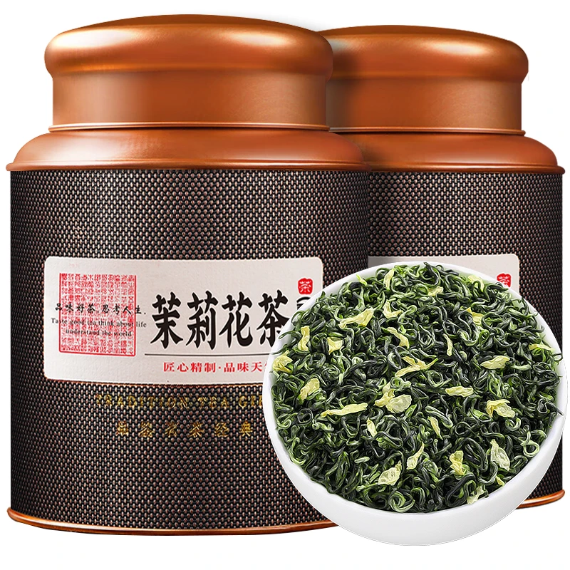 特级茉莉花茶浓香型茉莉飘雪 2025新茶碧螺春绿茶罐装礼盒装500g
