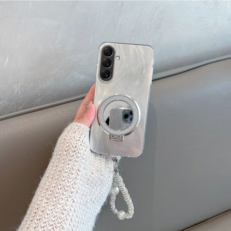 三星S24手机壳s24ultra新款女带支架镜子手绳高级感简约创意个性