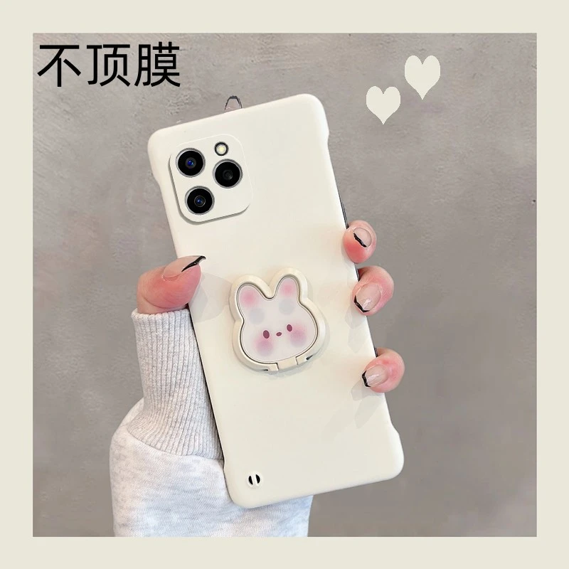 华为荣耀60se手机壳新款gia一an00无边框半包硬壳带支架曲屏简约