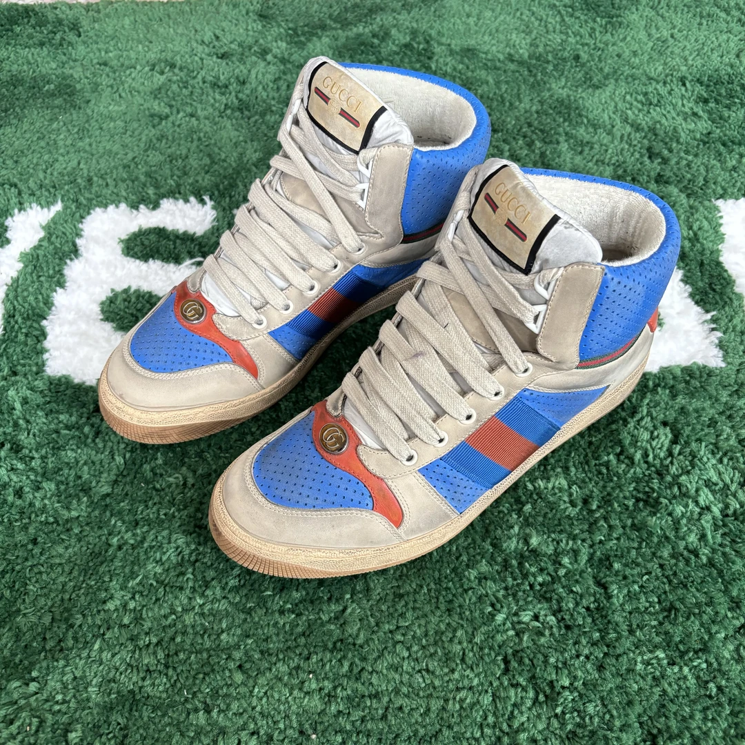 Gucci 高帮 做旧款 脏脏鞋 米蓝色 42码 二手无原盒 休闲鞋