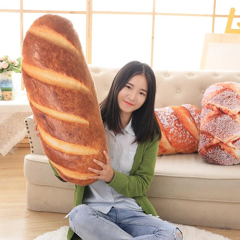 创意仿真面包抱枕腰靠办公室靠背靠垫儿童布娃娃公仔生日礼物女生