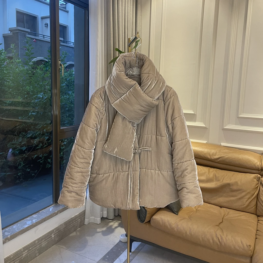 【送围脖】桑蚕丝新中式加厚时尚棉衣休闲外套