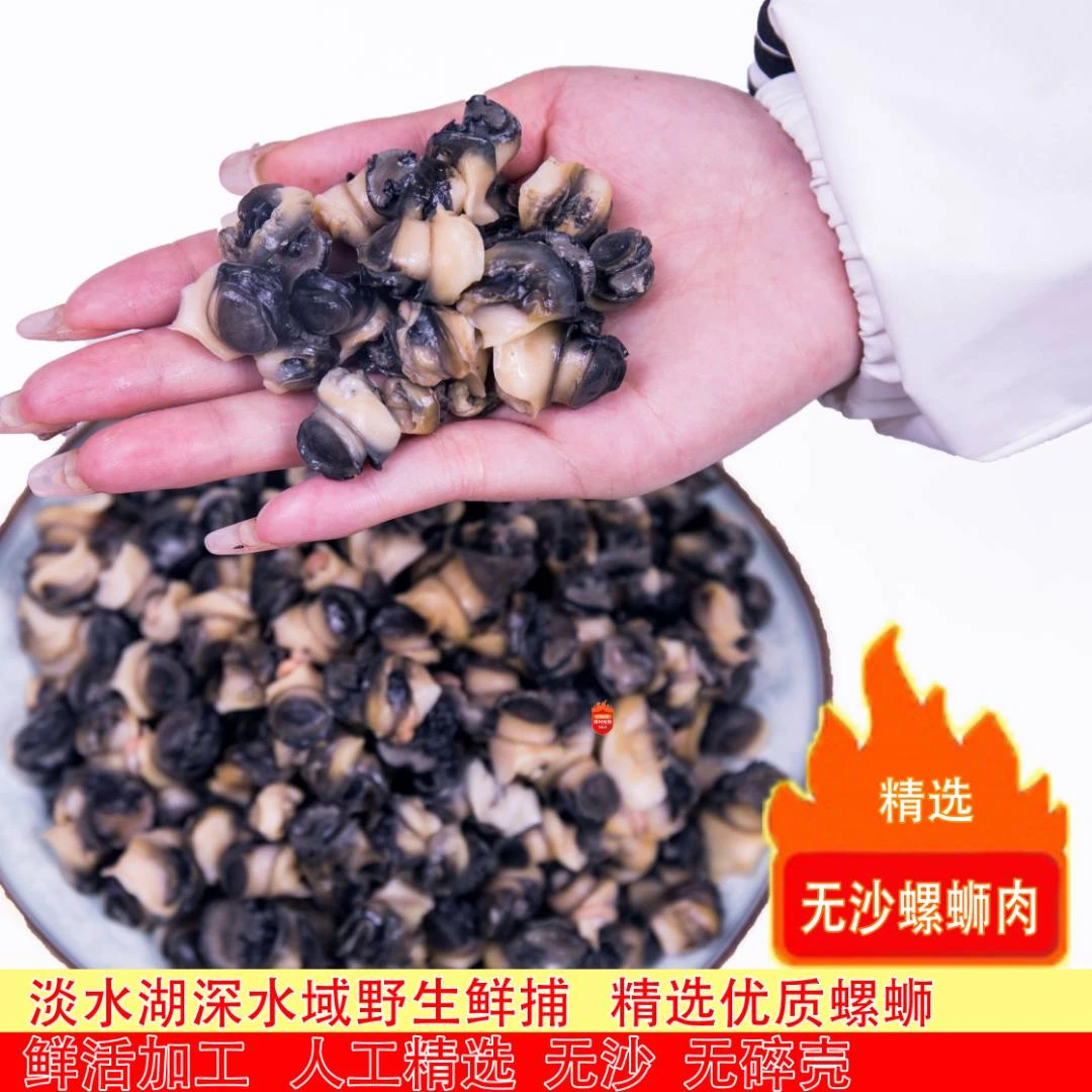 安徽大湖淡水螺蛳新鲜纯螺蛳肉田螺肉无泥无沙净重1斤起EMS包邮