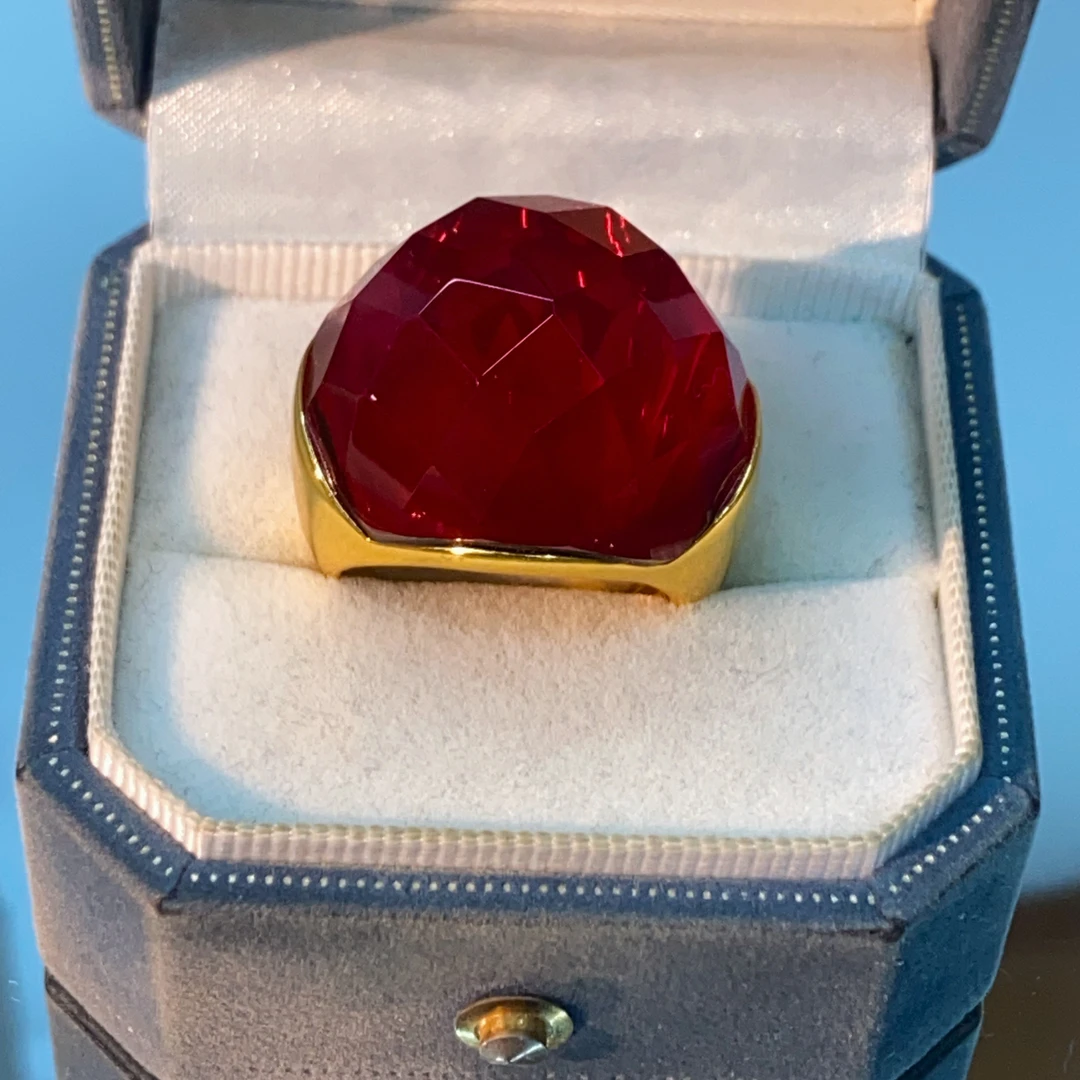 铜合金合成锆石戒指 TTSD 红色时尚潮流百搭款戒指 006