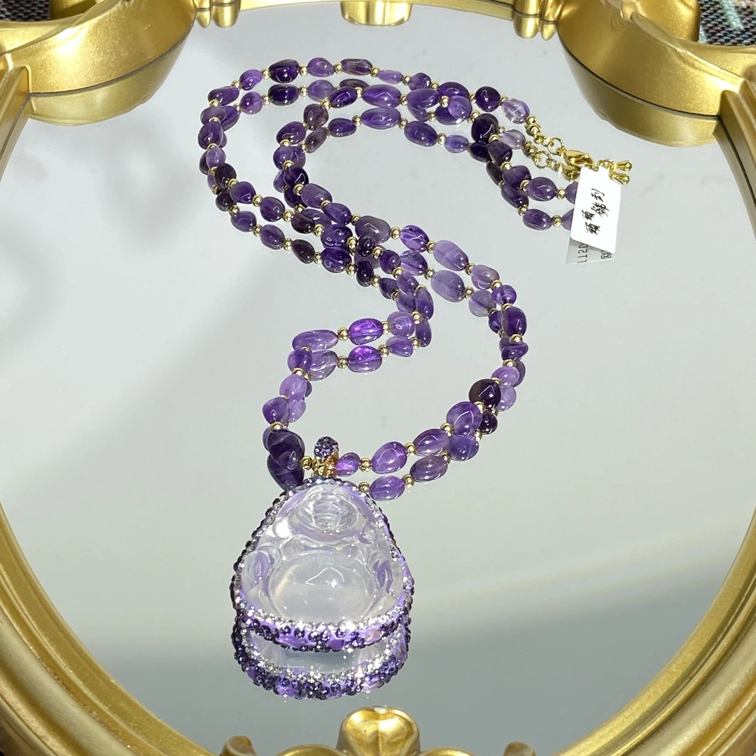 TTSD 白色精雕佛公复古气质女士国风毛衣链939