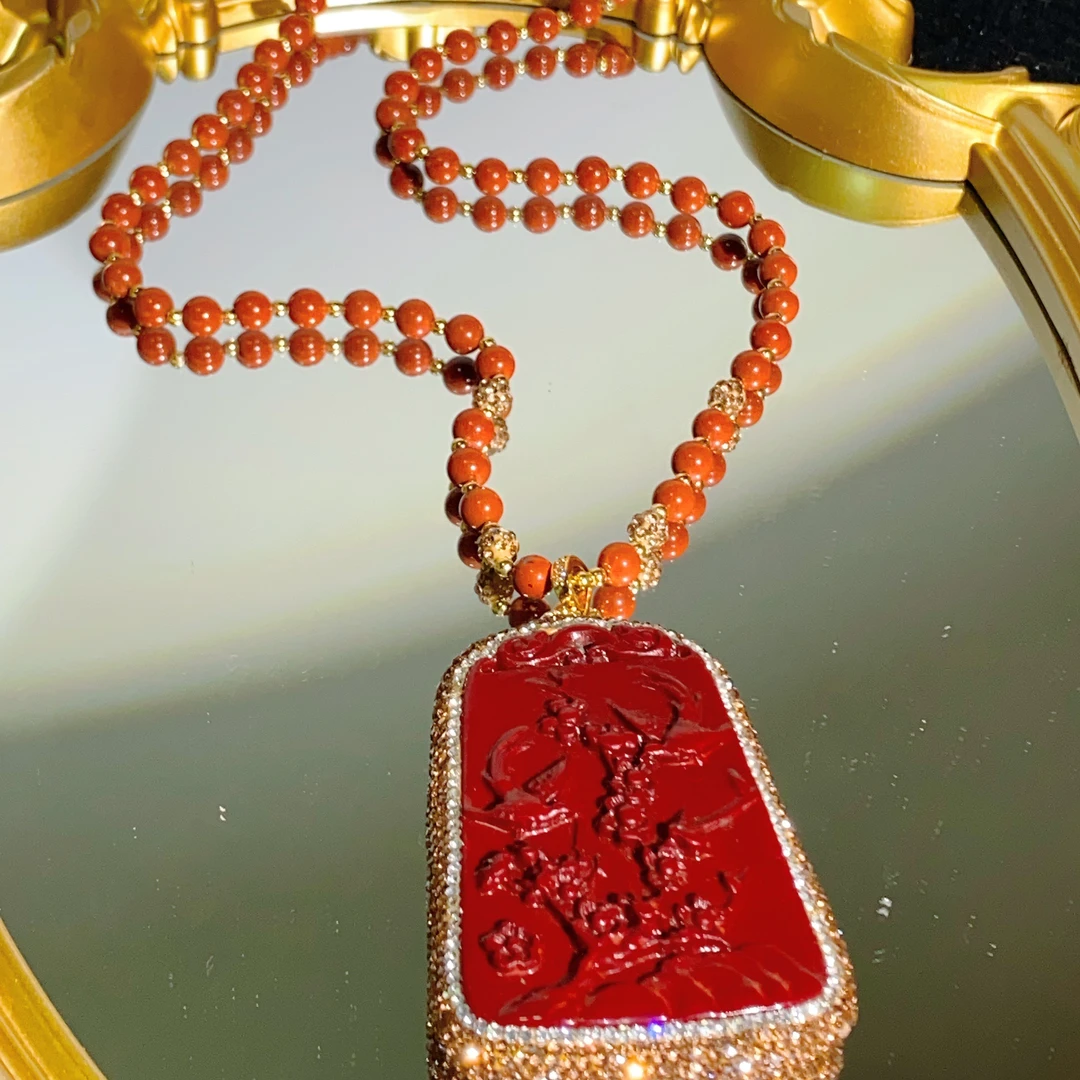 铜合金合成锆石项链 TTSD 欧美原创设计精雕个性复古梅花牌6741