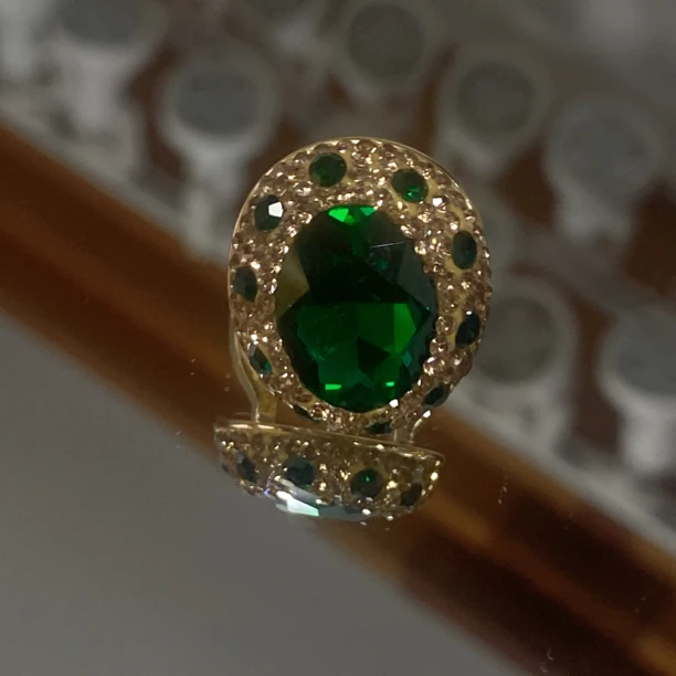 铜合金合成锆石戒指 TT 绿色施华洛镶嵌戒指 欧美潮流饰品4789