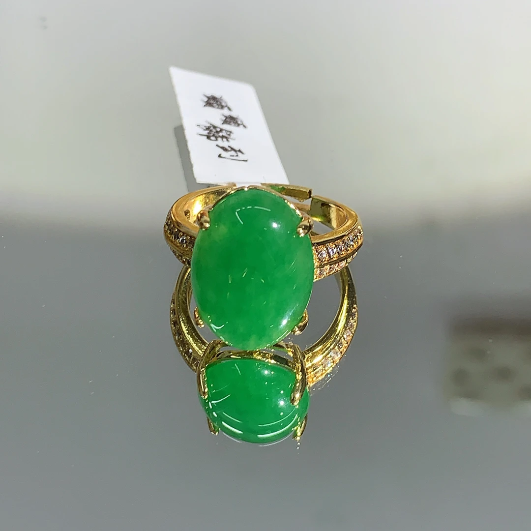 铜合金合成锆石戒指 TTSD 绿色蛋面时尚百搭个性戒指 812