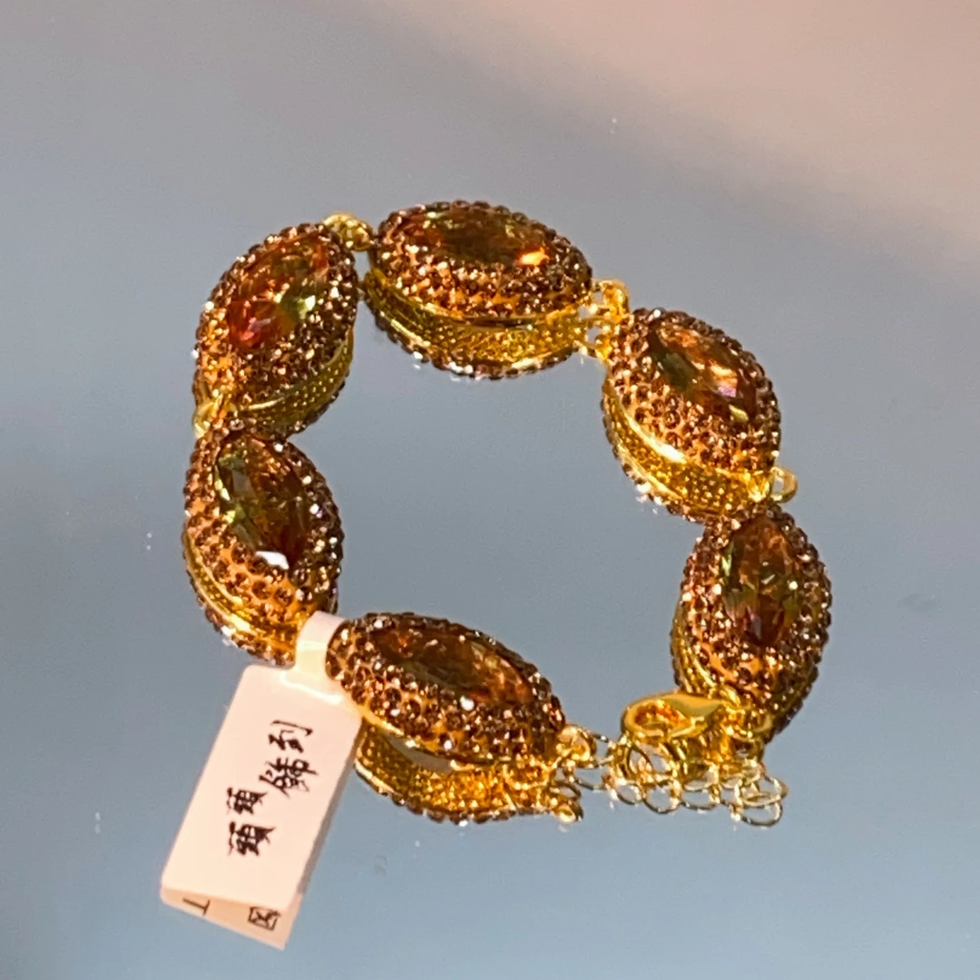 铜合金合成锆石手链 TTSD 黄色马眼时尚潮流百搭款手链 693