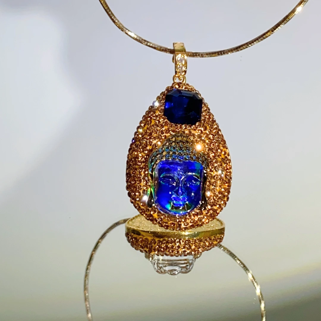 铜合金合成锆石吊坠 TTSD 感温佛头设计款民族风时尚个性吊坠7223