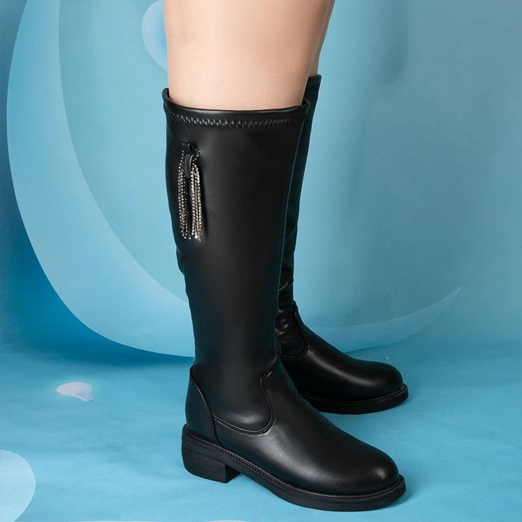 长筒靴女秋冬新款不过膝厚底瘦瘦高筒靴女骑士靴长靴子皮靴大码