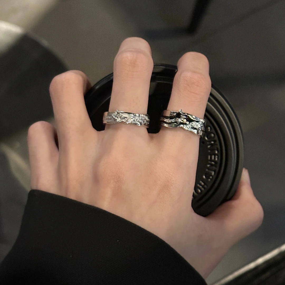 合金戒指 暗黑风ins星芒戒指男女小众时尚可调节轻奢冷淡风指环