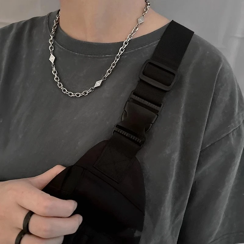 钛钢项链 ins王嘉尔同款拼接卫衣男潮男士情侣潮流锁骨链嘻哈链子