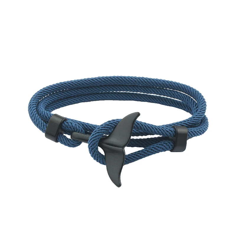 合金布艺手链 鲸鱼尾手绳男编织小众简约冷淡风女可调节情侣百搭