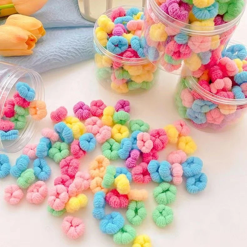 儿童头绳宝宝毛绒彩色发圈高弹力不伤发发绳可爱女童橡皮筋头饰