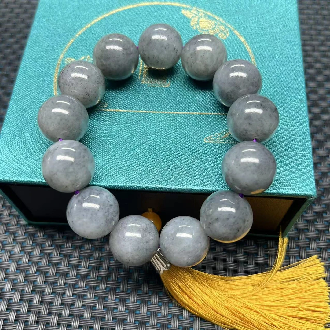 和田玉青花冰底荧光手串单圈约卡18收藏多样性拍一发一