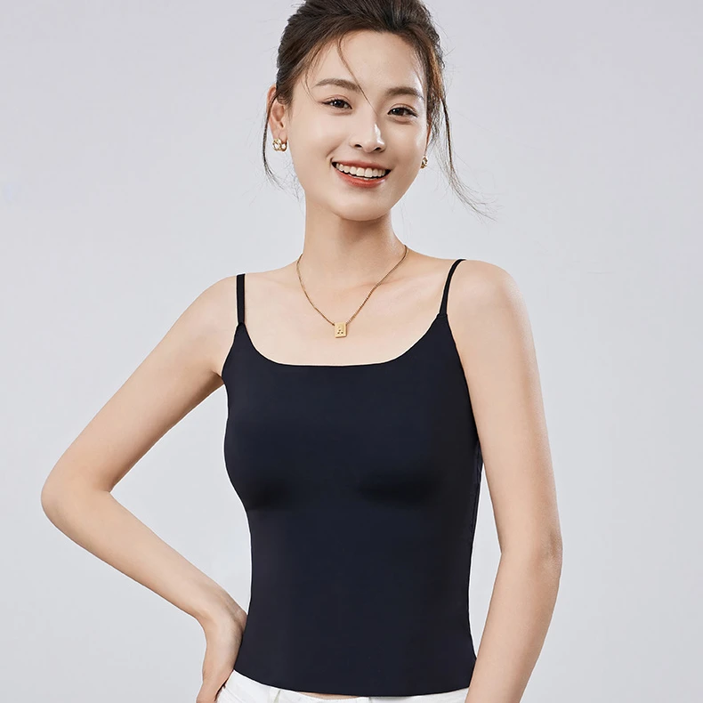 女背心打底防震固定一体杯可调节瑜伽运动背心美背