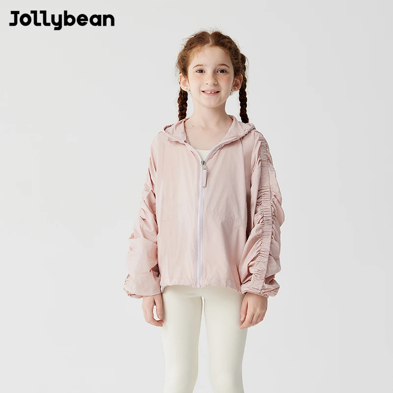 Jollybean儿童防晒衣24夏季新款女童皮标廓形宽松运动防晒外套