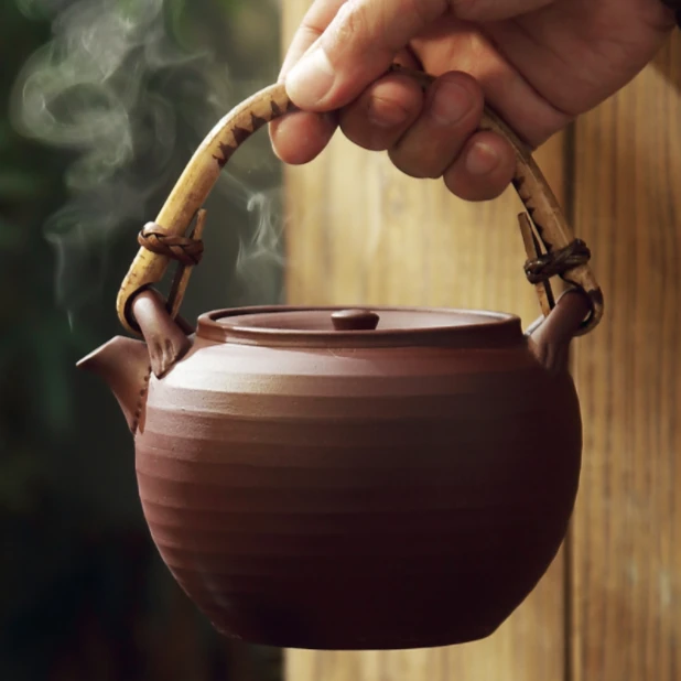 潮州紫泥粗陶提梁壶 煮茶烧水壶功夫茶具煮水壶 紫砂电陶炉煮茶器