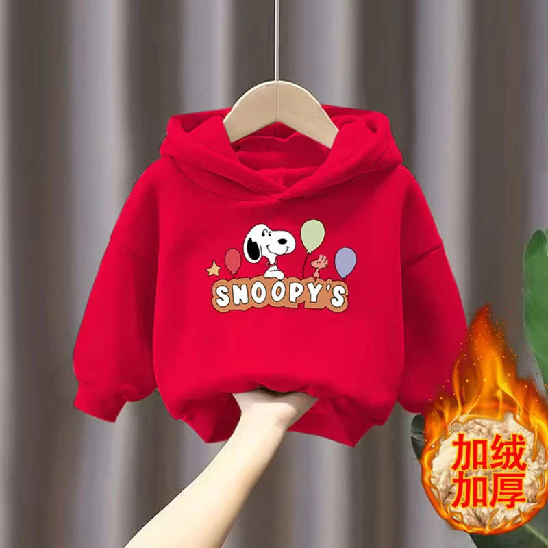 女童冬季加绒加厚卫衣宽松百搭印花一体绒宝宝洋气时髦套头保暖衣