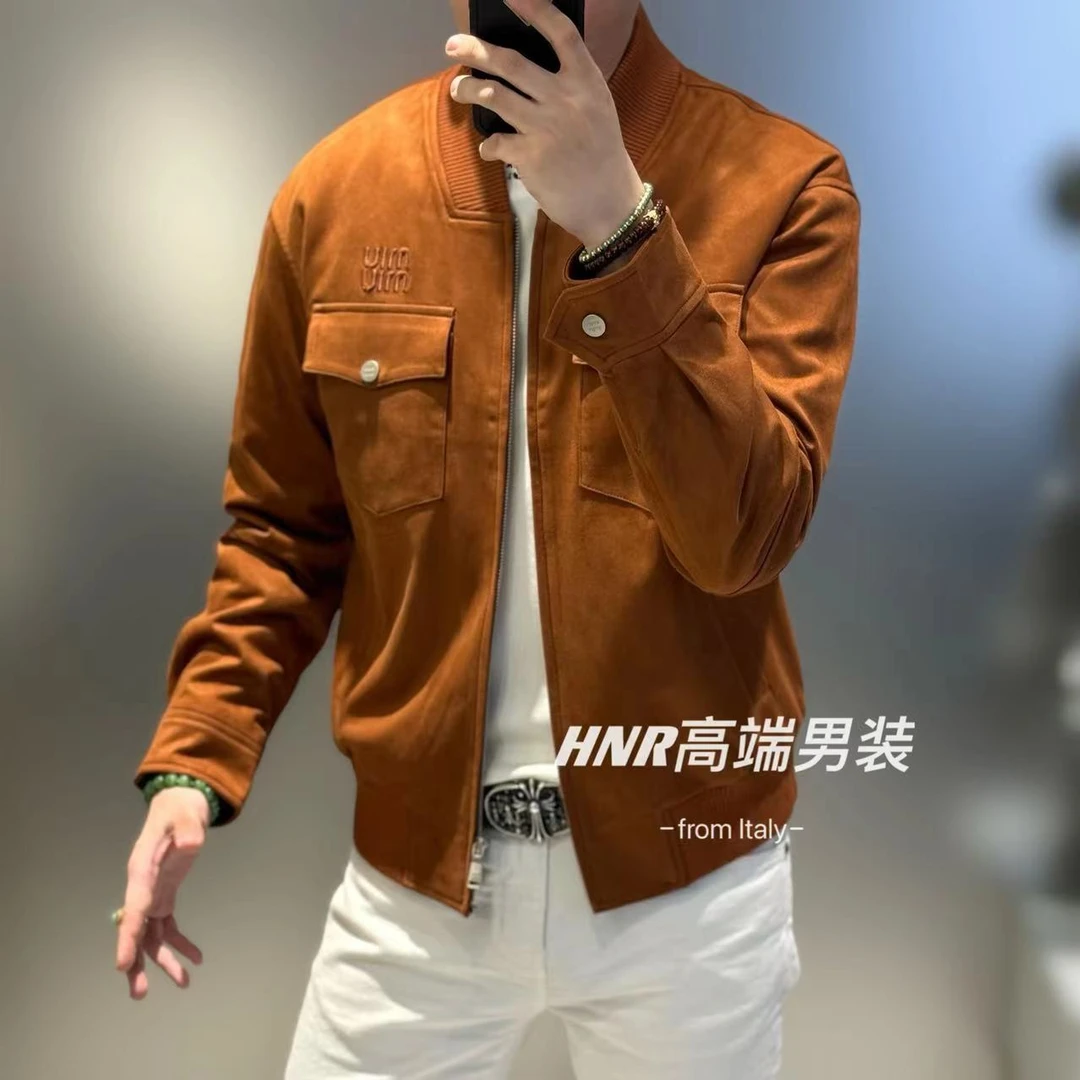 简约纯色胸前口袋设计高端男士时尚休闲百搭潮流立领夹克外套K903