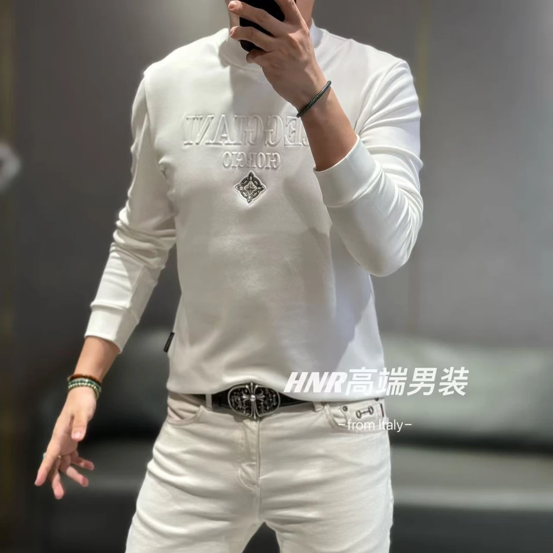 【乔治雷迪尼品牌】2024秋冬新款小众设计字母图案男士T恤25004