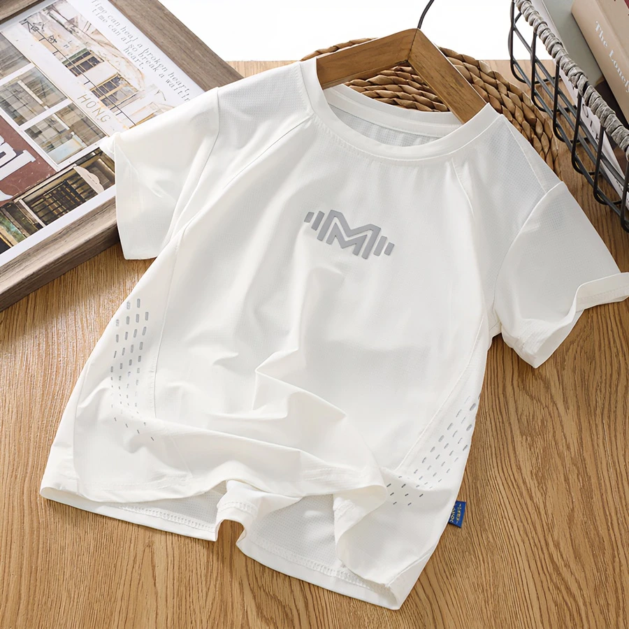 男童速干短袖T恤中大童夏季透气冰丝半袖儿童上衣薄款夏款凉爽潮