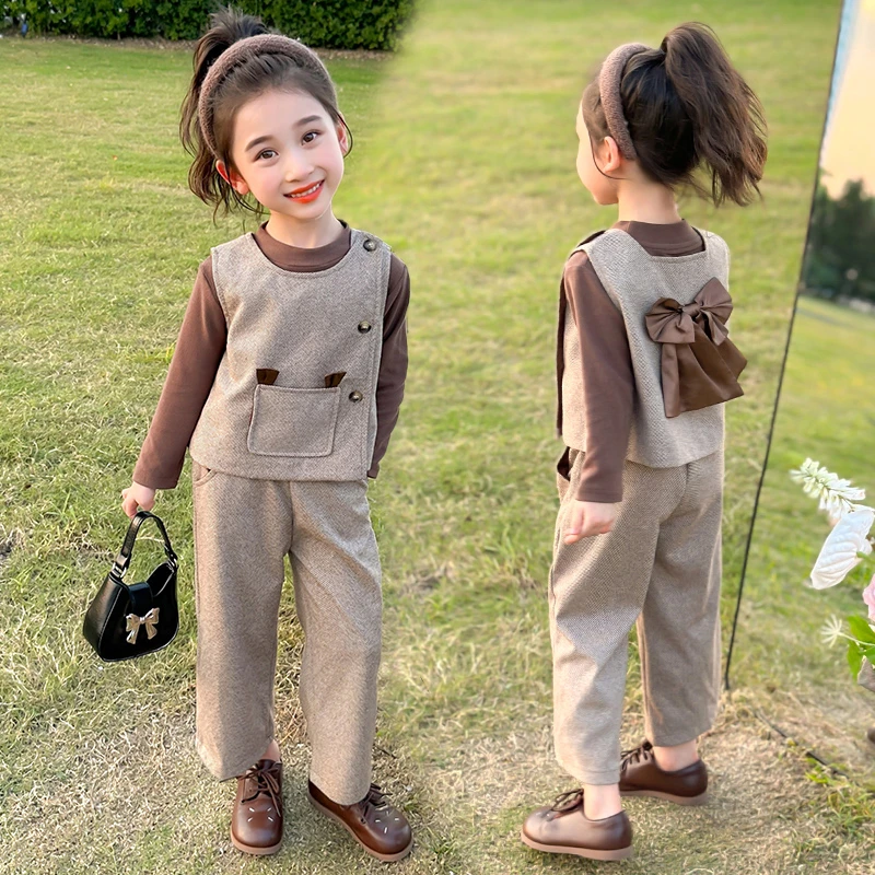 女童秋装三件套洋气小公主春秋装套装2024年新款女宝宝秋季秋装潮