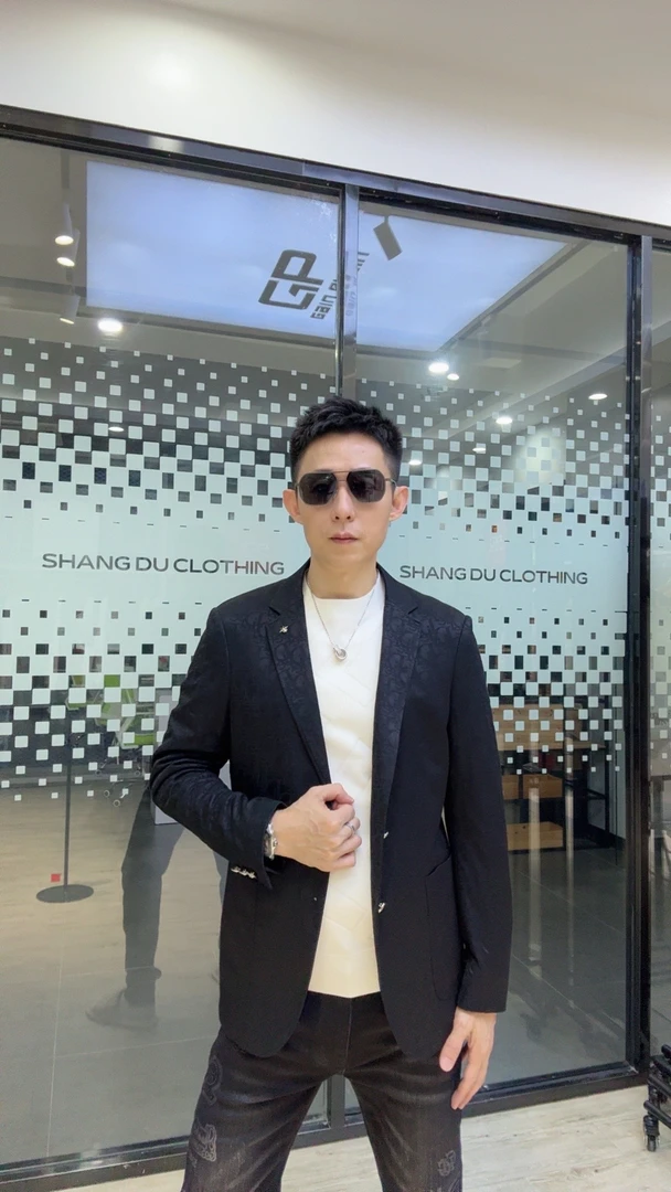 【商都】欧货轻奢潮流暗纹休闲秋冬季合体版西装AZ569