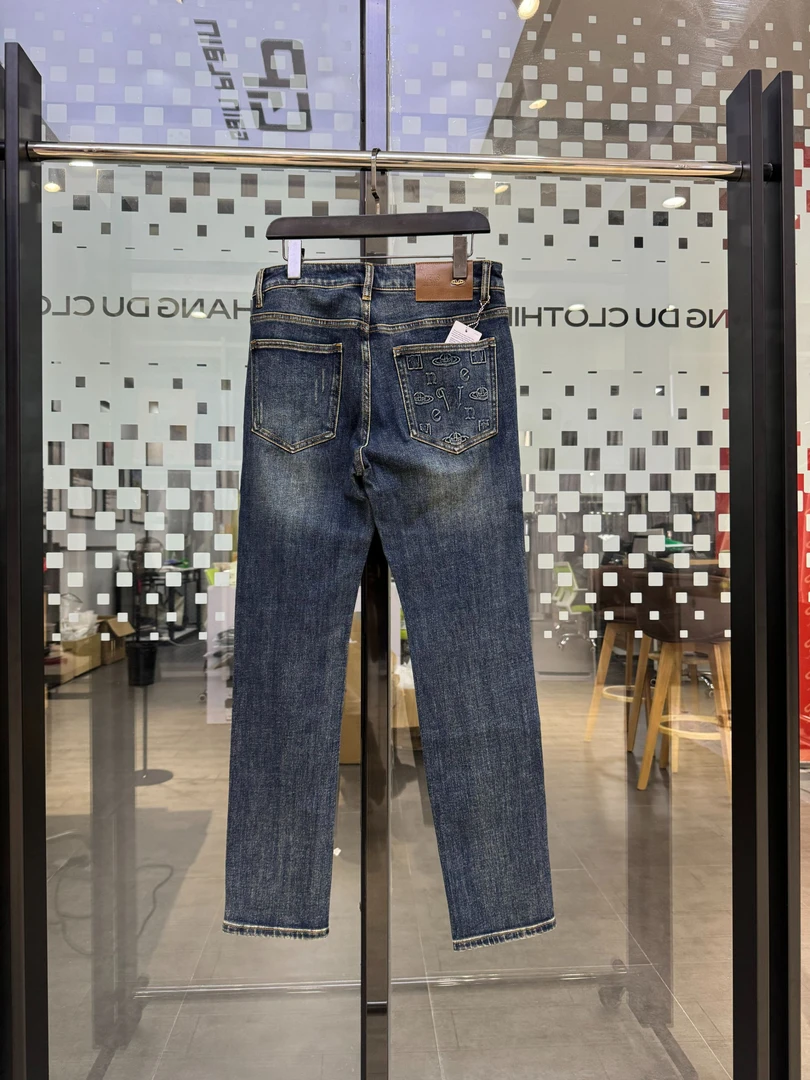 【商都】潮流休闲时尚男士小直筒深蓝弹力水洗牛仔裤AZ759