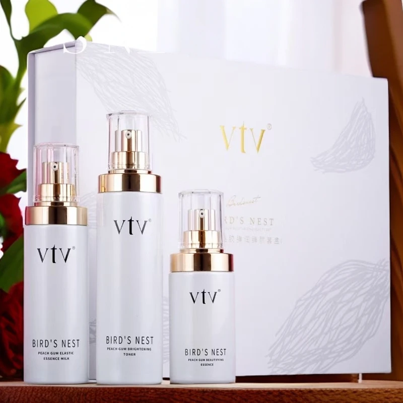 薇缇薇vtv桃胶弹润臻颜套盒补水保湿锁水舒缓修护水乳精华套装