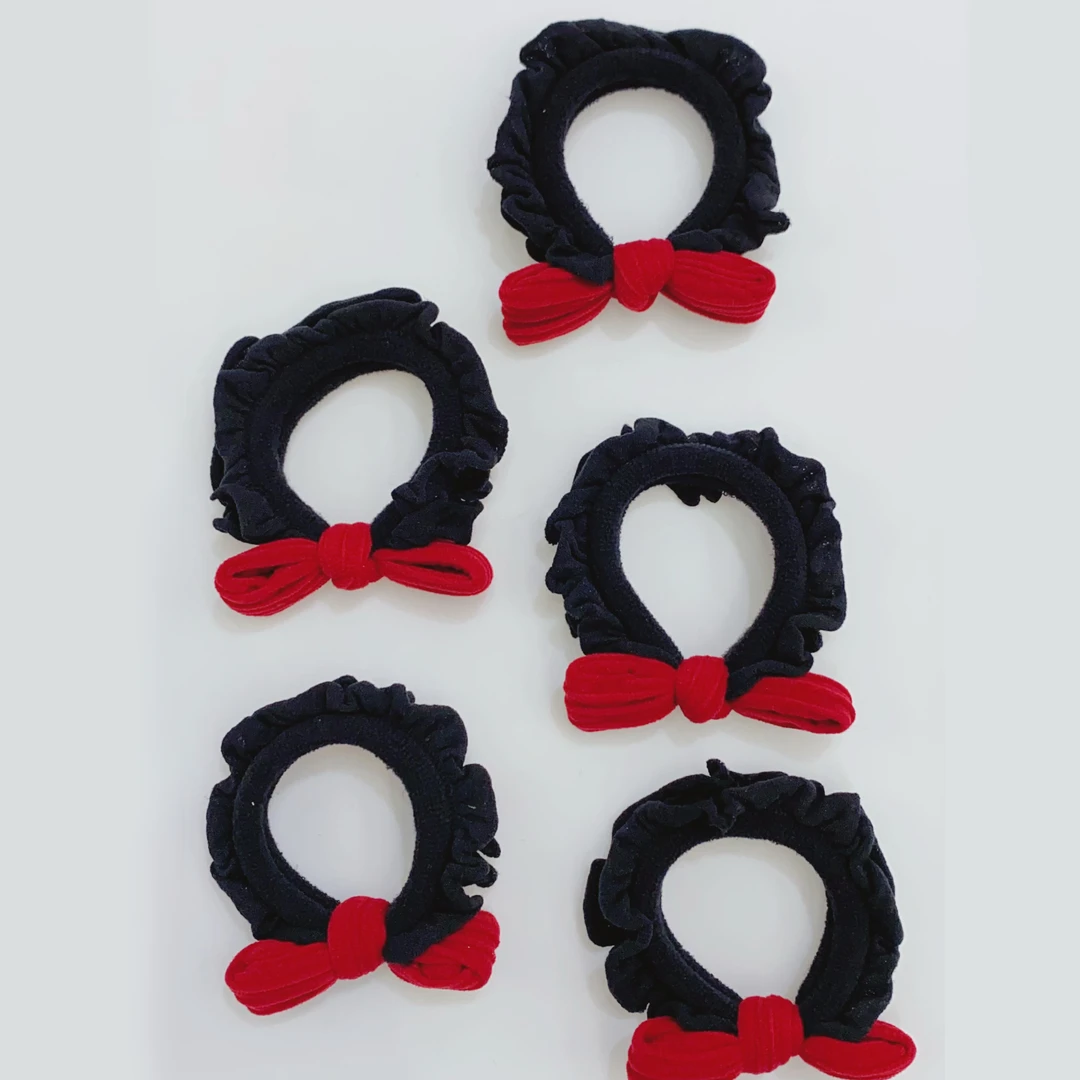 【YB-61039】发5根红色木耳边成人大童女童发圈可爱配饰发绳发饰