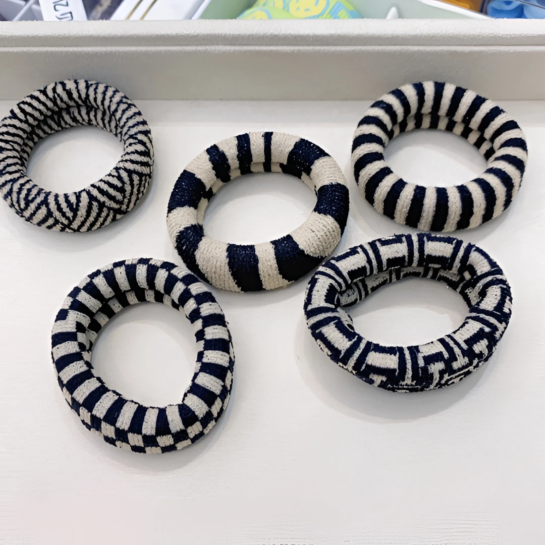 【YB-61074】发五个成人大童女童 黑白条纹发带发圈可爱配饰发绳