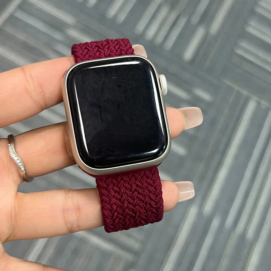 适用于iwatch苹果手表表带一体弹力编织尼龙单圈表带