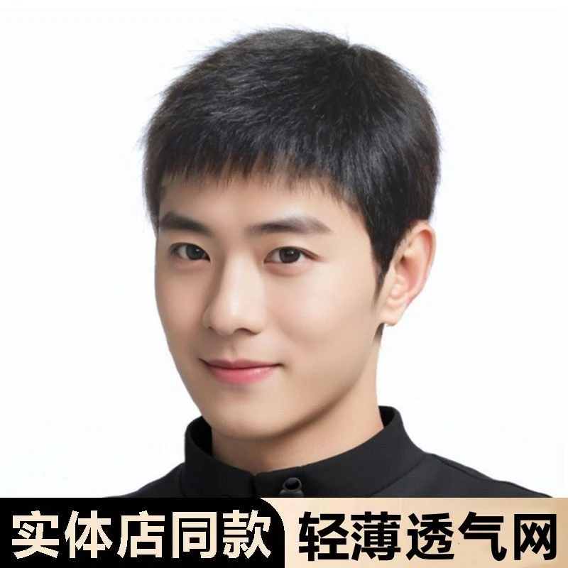 男士假发真发全真人发时尚毛寸短发全头套式光头遮白发
